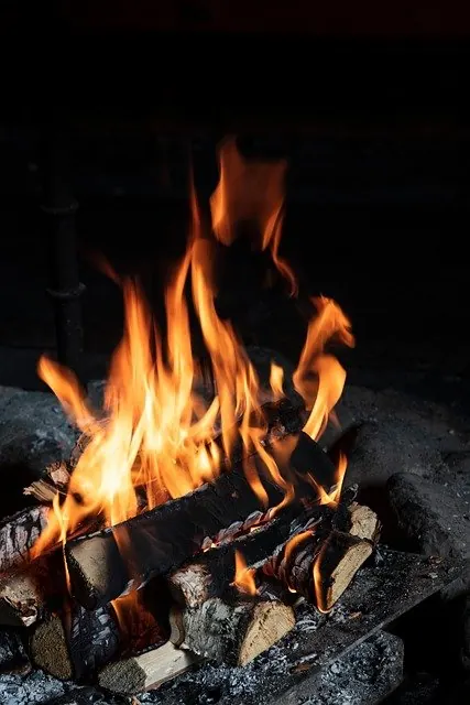Bois de chauffage en feu